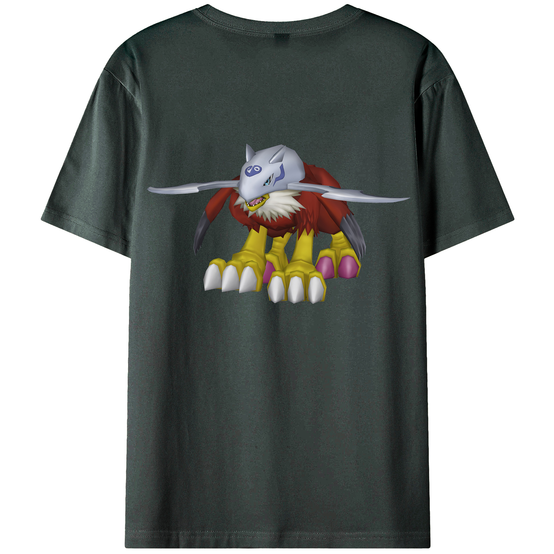 （画像用） Digimon デジタルモンスター/デジモン 綿100％ メンズ半袖Tシャツ（バックプリント） 通気性